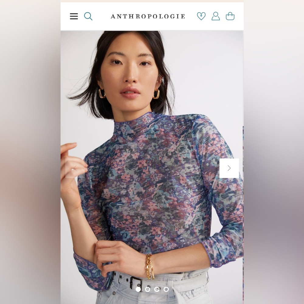 Daily Practice by Anthropologie Sheer Mock Neck Top Size M in Lilac